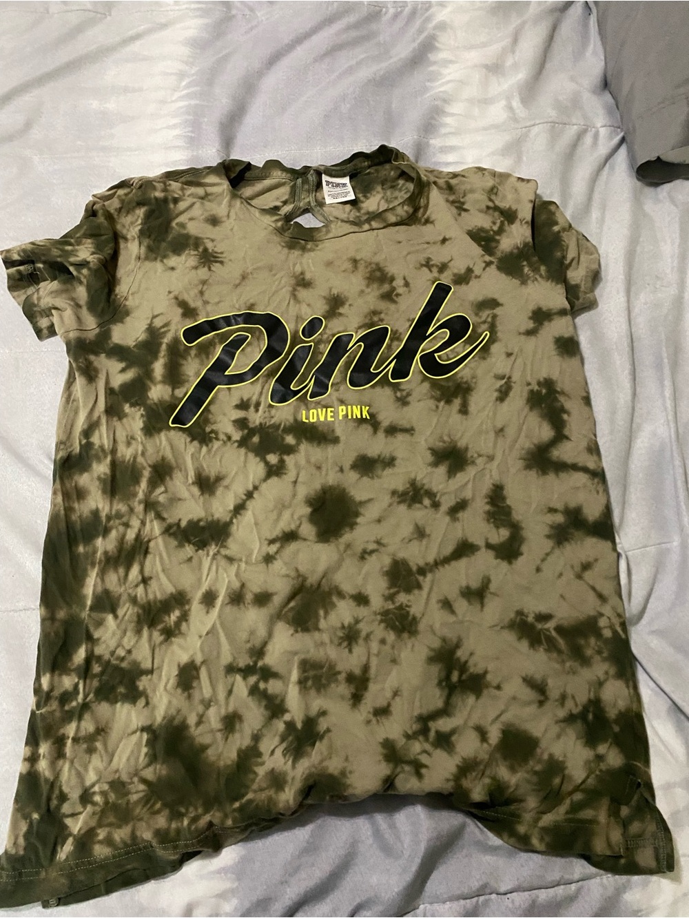 PINK Olive Tie-Dye Logo Tee